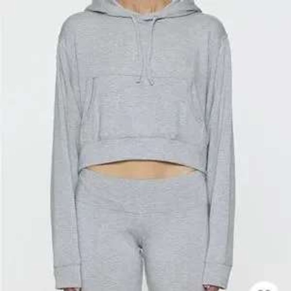 Bleusalt Kaia Cropped Skater‎ Hoodie Sweatshirt in Gray NWOT Size 7